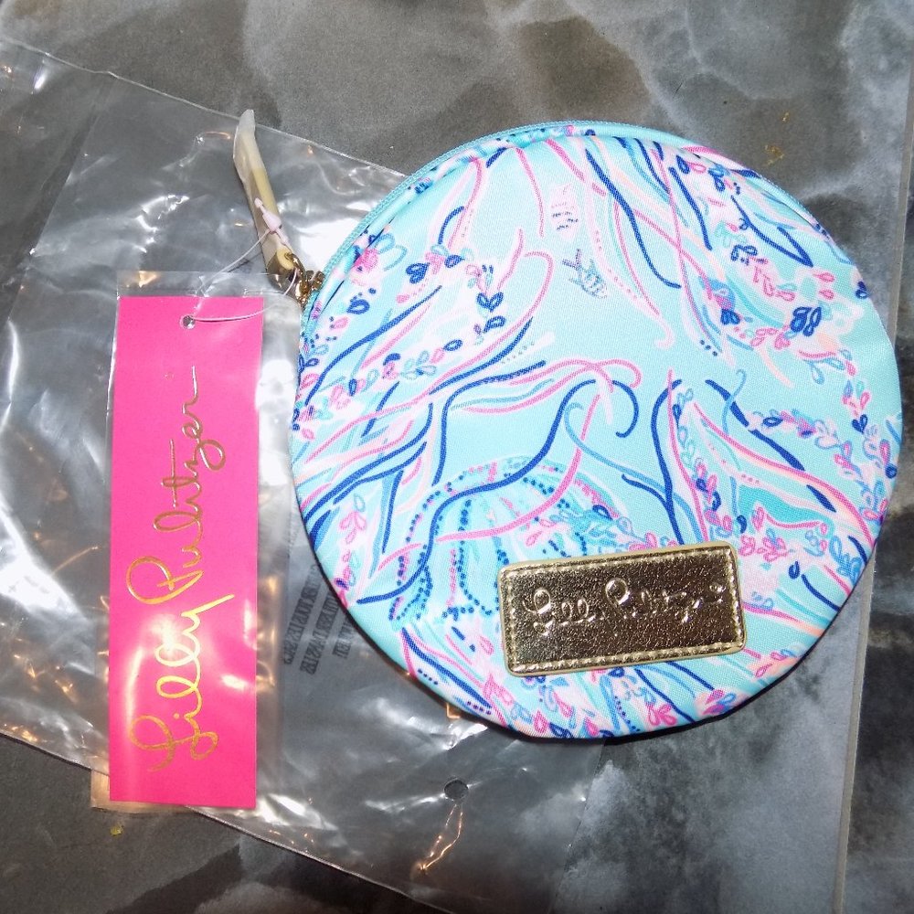 Lilly Pulitzer Bayside Blue Zoete Pouch Under the Moon OS NEW